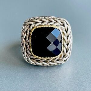 Vintage Gail Scott Black Onyx 18k Gold Sterling Silver Cable Albion Cush…